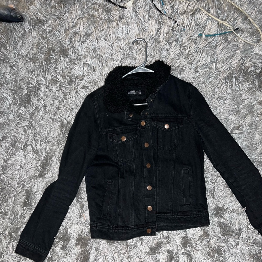 Black faux Fur Lined Jean Jacket